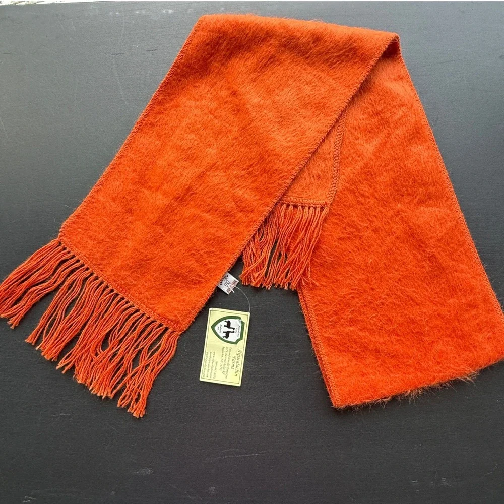 Alpaca Camargo Orange Fuzzy Alpaca Wool Scarf Made In Peru New With Tags